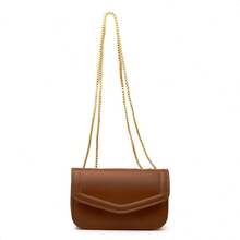 Basic Minimalist Metallic Crossbody Bag For Summer Parties. - Rust Brown - View 5
