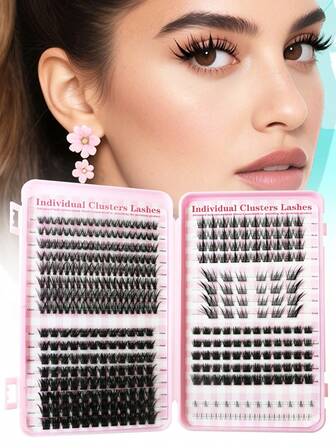 404片装蓬松假睫毛簇套装 30D 40D 浓密假睫毛嫁接套装 404片装左右通用假睫毛簇套装 D型卷翘浓密超大号假睫毛簇套装