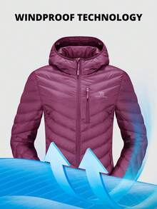 CAMEL CROWN 女士轻便可收纳羽绒服，带帽绗缝冬装外套，前口袋