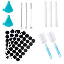 1 Set Stainless Steel Bendable Bottle Brush, Cup Lid Nipple Brush, Water Bottle Spout Brush, Soft Bristle Straw Brush, Funnel + Cleaning Brush + Pen - Multicolor - View 5