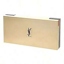 Yves Saint Laurent YSL Women's Golden Storage Case With Built-In Mirror, Portable For Easy Touch-Ups