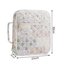 1pc Quilted Cotton Large Capacity Handbag, Book/Document Storage Organizer, Student Portable Carry Bag - Multicolor - View 6