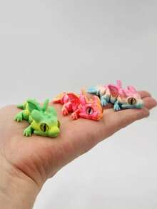 1/3/6/9pcs 3D Printed Movable Joint Dragon Model - Gem Eyes - Super Cool Model Toy - Home Decor - Office Desk Ornament - Birthday Gift - Christmas Gift - Easter Gift - Perfect Gift, 1pc Cute 3D Printed Small Movable Joint Dragon Novelty Toy, 3D Printed Animal Figurine, Suitable As Party Favors, Home Decor, Ideal Birthday Gift For Friends And Family, Holiday Party Giveaways, For Ages 14+ , [Varying Depth Of Colors] - Multicolor - View 4