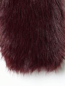 Seelio Autumn/Winter New Women's French Fashion Minimalist Versatile Round Neck Long Sleeve Faux Fur Effect Short Jacket Coat - Burgundy - View 5