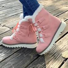 2025 Autumn And Winter Sweet And Cute Retro Style Fleece-Lined Snow Boots, Thick-Soled And Warm Design, Suitable For Snowy Days, Shopping, Commuting And Daily Streetwear - 粉色 - 查看 4