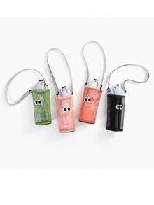 1pc Cute Big Eye Drawstring Closure Water Bottle Bag, Shoulder Crossbody Mesh Cup Holder - Multicolor - View 3