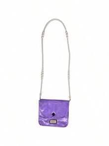 Gucci Purple Square Cosmetic Bag, DIY Pearl Chain Storage Bag, Fashionable Shoulder Bag - Purple - View 8