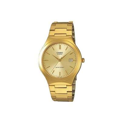  Casio Men's Vintage Watch, 40.5mm Gold Dial, Stainless Steel Bracelet, Fold Clasp, Quartz Analog, Mineral Crystal, Retro Style MTP-1170N-9A