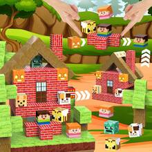Bloques de construcción magnéticos, juguetes de construcción de cubos magnéticos, bloques de construcción de castillos magnéticos, juego de bloques de construcción de juguetes para niños, juguetes magnéticos apilables, regalos de Pascua/cumpleaños para niños y niñas - Multicolor - Ver 6