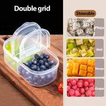 1pc/Transparent Plastic Compartment Storage Box, Refrigerator Storage Box, Fruit And Vegetable Preservative Box, Double-Lid Portable Lunch Box, Food Storage Container, Household Kitchen Utensil, Suitable For Summer Picnics, Home, Office, School, Student Dormitory Use, Kitchen Storage, Refrigerator Storage Box, Food Storage, Snack Box, Spice Box, Picnic Box, Meal Prep, Home Decoration.