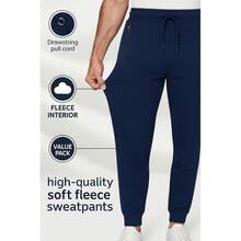 Men's Zipper Pockets Fleece Sweatpants/Joggers Cuffed Bottoms - Green - View 2
