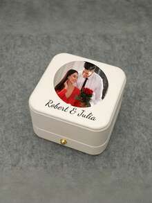 个性化磁性戒指盒 - 可定制刻字，适用于婚礼、订婚或求婚，双槽设计，浪漫桌面装饰，浪漫配饰 | 个性化刻字 | 磁性盒，戒指盒，珠宝盒 - 彩色 - 查看 7