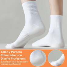 8 Pares Calcetines Deportivos para Hombre y Mujer, Calcetas Deportivas de Poliester, Calcetas Mujer Delgados de tobillo, alto ligero Calcetas calcetas largas mujer para correr, Futbol,Gym - Blanco y negro A - Ver 11