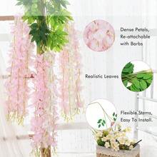 12 Pack Of Artificial Wisteria Vine Wreath, Wisteria Wreath, Wedding Garden Decor, Wedding Decor, Bridal Bouquet, Artificial Flowers Decoration. (16 Colors) - Trắng hồng pha trộn - Xem 4