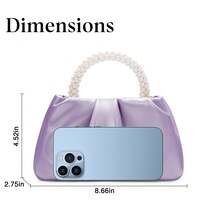 Elegant Pearl Clutch Purse Women Evening Bag Soft Leather Ruched Crossbody Handbag Bridal Wedding Party Formal Event Luxury Gift Accessory - 紫色 - 查看 7