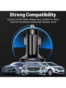 PD+QC 3.0 快充车载手机充电器适配器，4 口 USB 车载充电器，Type-C 接口，支持 PD 快充 3.0，车载必备，多口快速充电，无需等待。适用于日常通勤、长途驾驶、边开车边充电。 - 黑色 - 查看 6