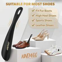 NINEMAX Calzador de Plástico 19cm, Calzadores de Zapatos para Mayores Hombres y Mujeres, Calzador de Viaje para Personas con Movilidad Reducida - Negro/1 pieza - Ver 6