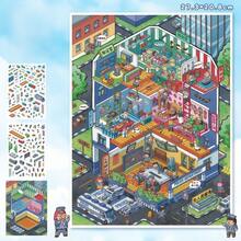 New Large Size DIY Scene Stickers, Adult Landscape Stickers, House Stickers, Scrapbooking Stickers, 3D Miniature House Landscape Stickers, DIY Scrapbook Stickers, Scenery Stickers, Landscape Stickers, Notebook Stickers, Reusable, Multiple Sizes Available Stocking Fillers Funny Gifts - Multicolor - View 8