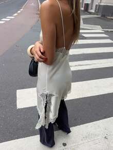 Camellia New Summer Women's Dress, European & American Style Fashion Minimalist Sexy Asymmetric Lace Dress