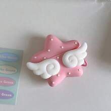 Angel Wings & Pink Star Design Protective Case Compatible With Apple 3rd/4th Generation Bluetooth Wireless Earphones - Pink - View 1