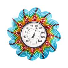 Outdoor Thermometers Patio-Wall Indoor Outdoor Thermometer - Colorful Flower Outside Thermometer Decorative Temperature Home Or Garden Decor - Blue - View 9