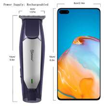 Hatteker 1pc Electric Hair Clipper, Rechargeable Cordless Hair Trimmer For Men - Blue - View 3