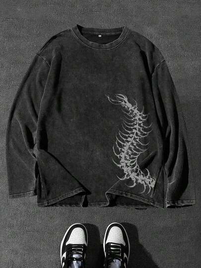 "Vintage Poster"Men Plus Size Washable Long Sleeve T-Shirt