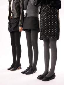 1pc 120G Flockless Gray Leggings For Women, High Waist Slimming Opaque Tights, Warm Footless Pants To Wear With Skirts, Autumn/Winter - Multicolor - View 6