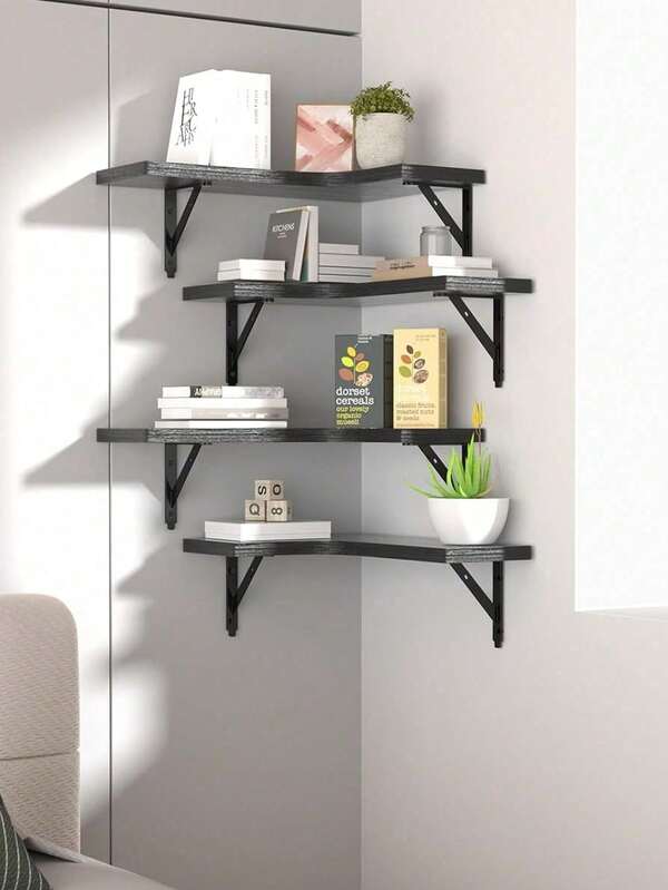 1pc Black Multi-Purpose Wall Mounted Storage Rack, Suitable For Study, Living Room, Bedroom, Kitchen, Bathroom, Toilet, Bookshelf, Space-Saving Wall Shelf, Home Decor, Office, Bedroom Wall Rack, Storage Organizer