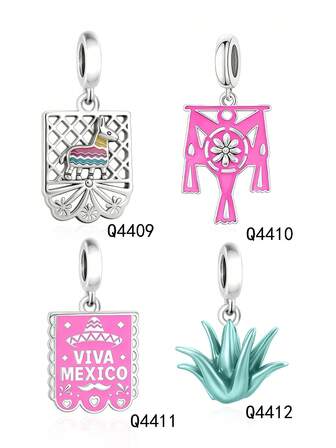 Un elegante colgante de plata de ley 925 con motivos botánicos, inspirado en la cultura mexicana con un diseño de caballo arcoíris, adornado con cuentas. Este accesorio de plata es perfecto para el uso diario, ideal como joyería para mujeres y un regalo de cumpleaños pensado.