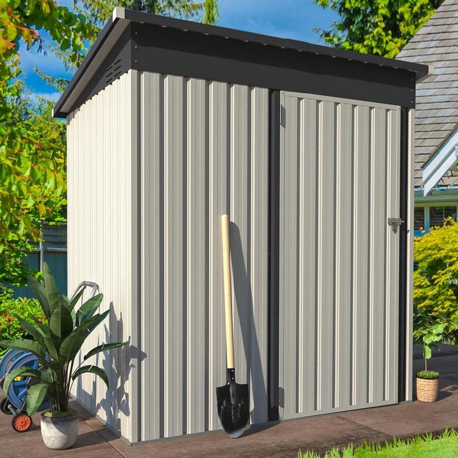 UNIONLINE 5x3ft Metal Shed,Garden Sheds And Outdoor Storage With Lockable Door, Small Outside Storage Box Waterproof For Backyard,Garden(Base Size:150x86CM) - White - View 1