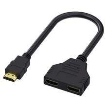 Cable Splitter 1 In 2 Out  Adapter Cable  Male To Dual Female 1 To 2 Way, Support Two The Same Size TVs At The Same Time, Signal One In Two Out 1080P Mirror Only Can't Extend Display - Black - View 1