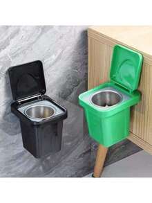 Conjunto de 2 lixeiras de parede em aço inoxidável com tampa, cinzeiro e organizador para banheiro. Evita que as cinzas se espalhem. - Multicolorido - Ver 11
