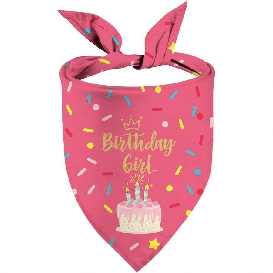 Birthday Girl Dog Bandana Puppy Scarf Adjustable Triangle Double-Layer Reversible Pet Bandanas For Dogs Girl Birthday Party XL - 生日女孩 - 查看 1