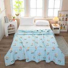 1pcs,Edredón acolchado de verano, estampado floral, ligero y duradero 180*220 - Celeste - Ver 2