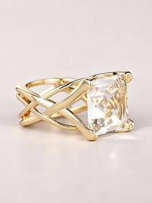 1 chiếc nhẫn Cubic Zirconia tinh tế, phù hợp cho nữ, lý tưởng cho đám cưới, lễ đính hôn, ngày Valentine, các bữa tiệc và làm quà tặng. - 1 # - Xem 5