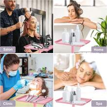 Carrito De Herramientas Para Peluquería, Salón De Belleza, Spa, Tatuajes Y Servicios De Belleza Bandeja de metal ajustable para salón con ruedas, carrito rodante para peluquería, soporte móvil para servicio de clínica de spa, sin perfume, sin necesidad de electricidad ni batería para uso en salón 1pc Bandeja de Peluquería Rosa Chic con Estante de Almacenamiento Ajustable y Móvil - Carrito de Salón de Metal Duradero para Organización Elegante, Perfecto para Esenciales de Baño, Bandeja de Tocador - Rosa champán - Ver 5