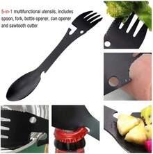5 En 1 Cuchara MultifuncióN PortáTil, Cuchara Tenedor Abrebotellas Cortador De Diente De Sierra para Picnic De Camping - 1 - Ver 4