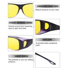 Night Vision Driving Glasses For Women Men, Fit Over Wrap Around Eyewear Glasses, Yellow Lens Anti-Glare - Multicolor - View 4