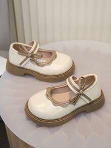 Girls' Mary Jane Bow Soft Bottom Princess Shoes, Suitable For Party Or Daily Wear - Beige - View 4