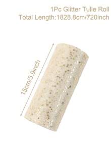 1pc Glitter Tulle Roll, Sparkling Tulle Ribbon, 15cm*914cm Fabric Ribbon, Including Cream, Black, Gold, Purple, Pink, Silver, Rose Gold And White Styles, Organza Tulle Scroll, DIY Craft Supplies, Wedding Decorations, Everyday Party Accessories, Birthday Party Supplies, Banquet Decorations, Wedding Chair Decorations,Wedding Ceremony Party Decorations - Multicolor - View 27