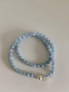 1 chiếc vòng cổ từ tính làm thủ công bằng đá tự nhiên, vòng cổ choker hình trái tim bằng đá aquamarine, phù hợp để đeo hàng ngày cho phụ nữ - Đá Aquamarine vô tâm NK - Xem 7