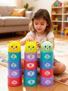 1 طقم أكواب تكديس للأطفال، أكواب تصنيف علمي تعليمي معرفي كتل بناء كبيرة، ألعاب تعليمية للتعلم، أكواب تكديس بأنماط أرقام وأحرف، دب كرتوني (ألوان عشوائية)، ألعاب استحمام للأطفال، حقيبة هدايا لحفلات، ألعاب إدراكية لتخفيف التوتر، ألعاب أطفال، هدايا عيد الميلاد والعيد - متعدد الألوان - مشاهدة 10