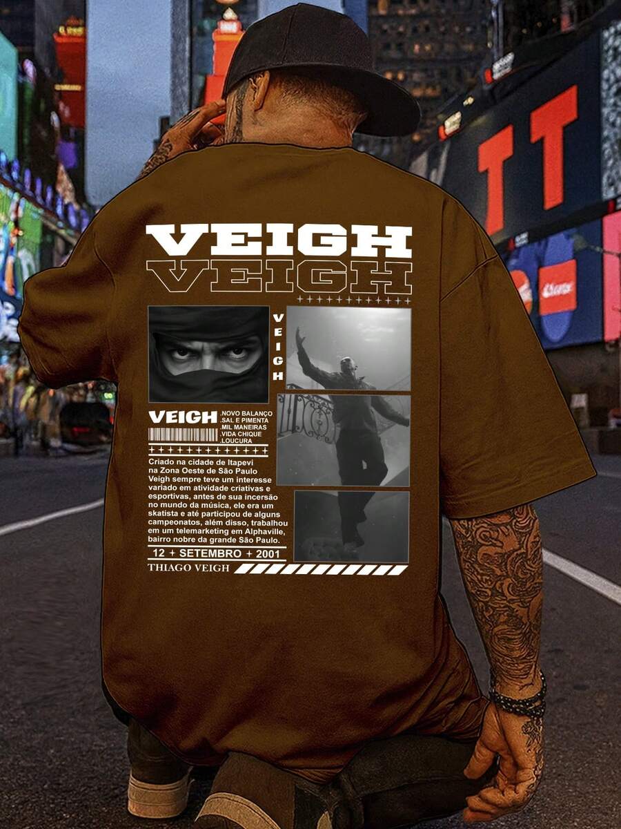 Veigh Streetwear Printed T-Shirt, Casual Style, Rapper, Unisex, Premium Cotton Fabric, Comfortable, High Quality - Rỉ Nâu - Xem 1