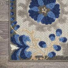 Nourison Aloha - Alfombra de área para Interiores y Exteriores Natural/Azul de 2 x 6 pies fácil Limpieza no se desprende recámara Sala de Estar Comedor Patio terraza Patio 2 x 6 - Azul natural - Ver 6