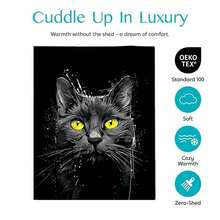 1 Black Cat Eye Flannel Blanket - Soft And Comfortable All-Season Luxury Bedspread With A Glossy Black And Gold Tabby Cat Print. Lightweight And Warm, Suitable For Sofas, Beds, And Travel. The - 白色 - 查看 6