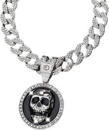 Men's Shiny Cuban Chain Necklace, Miami Style Silver Plated Gold Plated Shiny Necklace, Hop Necklace - 骷髏頭-銀色 - 查看 4