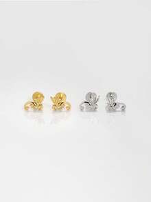 1pc 925 Sterling Silver Dragon Flat Nose Stud | Delicate Small Earring | Stackable Earring | Dragon Earring | 925 Sterling Silver Jewelry | Suitable For Women's Daily Wear | Sold Individually (Not A Pair) - Multicolor - View 2