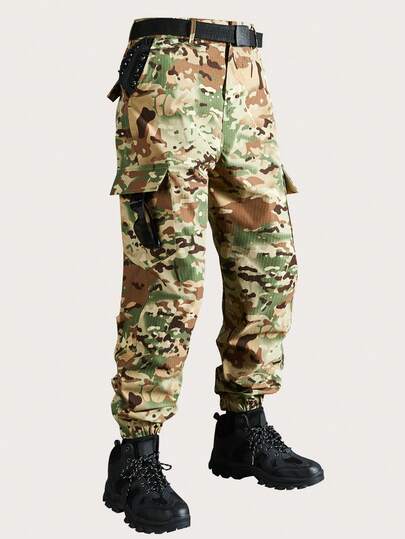 Men's Outdoor Camouflage Cargo Hiking Pants – Multi-Pocket Tactical Workwear Trousers, Breathable Ripstop Fabric, Casual Straight-Leg Joggers For Spring/Autumn Trekking, Camping, Hiking, Travel & Everyday Wear