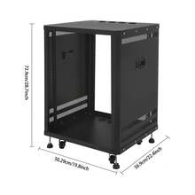Futchoy 15U Audio Rack, Audio Rack With Feet & Wheels, Rolling Studio Rack Case - Black - View 2